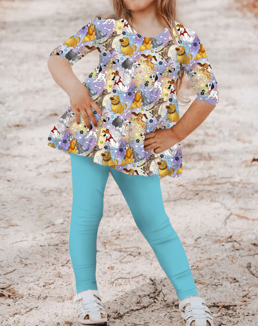 Bamboo Long Sleeve & Pants Peplum Set- DAZZLING DUOS DOG TALES