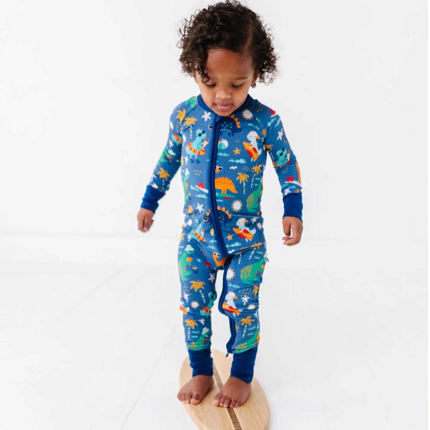 Blue Dino Convertible Footie: 12-18 Months