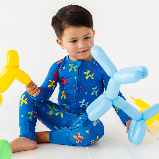 Boy Animal Balloons Convertible Footies: 12-18 Months