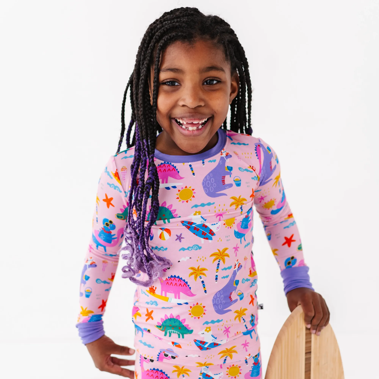 Pink Dino Kid Pajamas: 2T