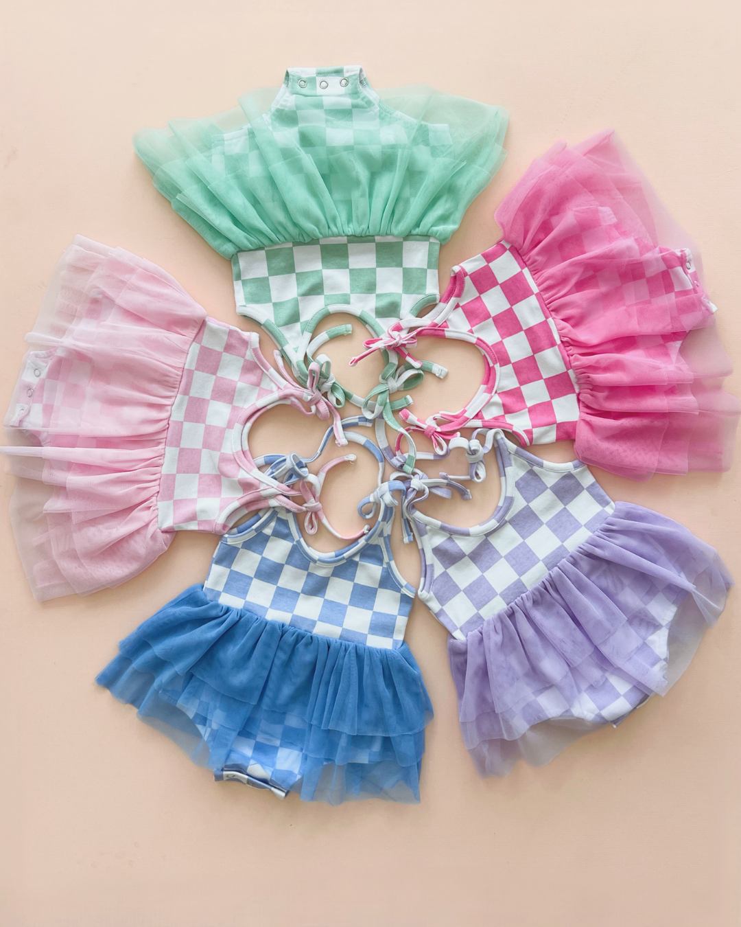 Tutu Romper | Checkered Mint: 12-18M