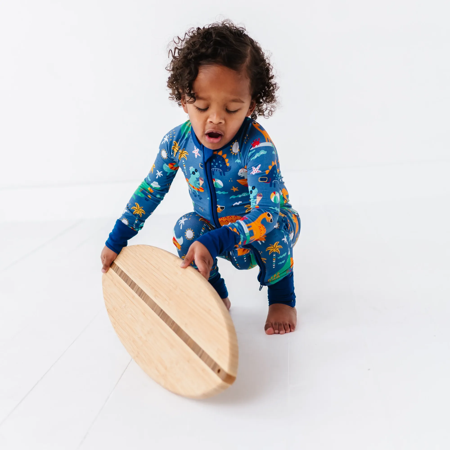 Blue Dino Convertible Footie: 12-18 Months