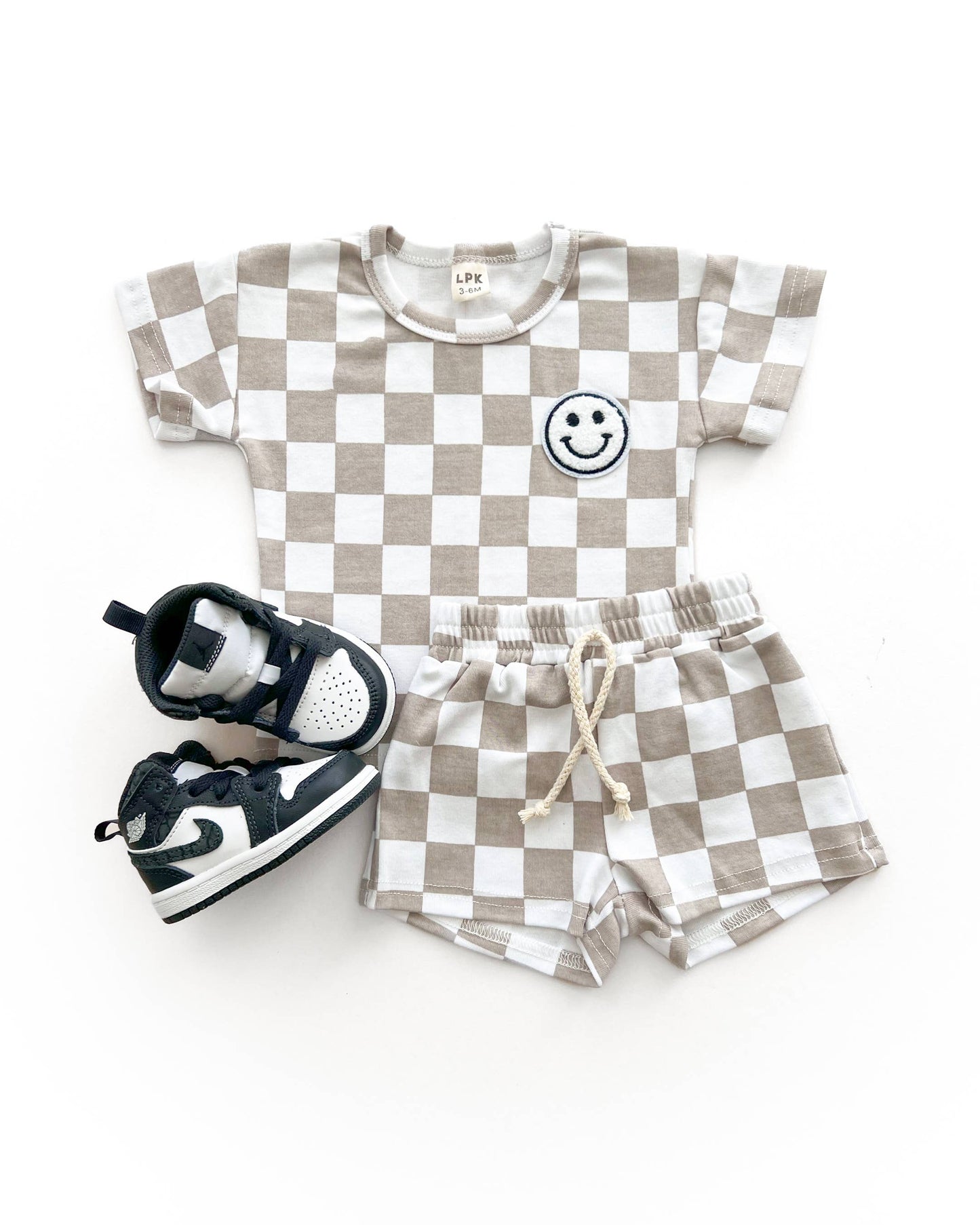 Checkered Shorts Set | Latte: 2T