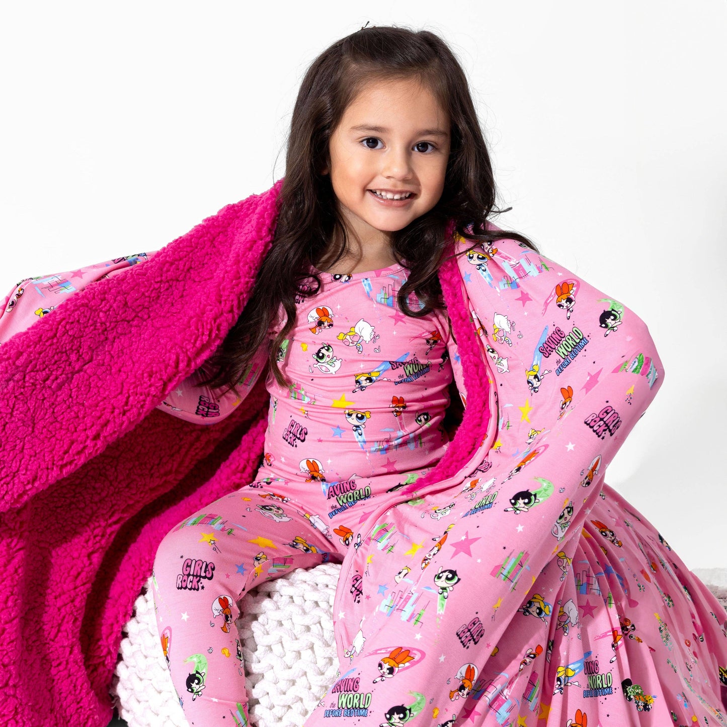 Powerpuff Girls Saving Bedtime Bamboo Sherpa Blanket: 45 x 60 in