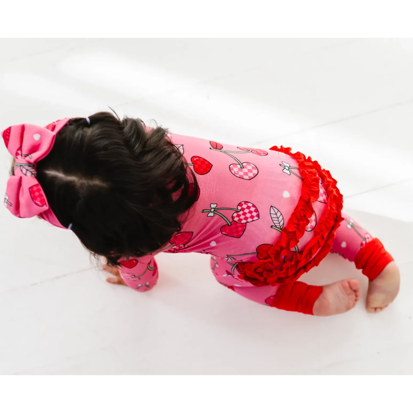 Cherry Convertible Footies with Ruffle