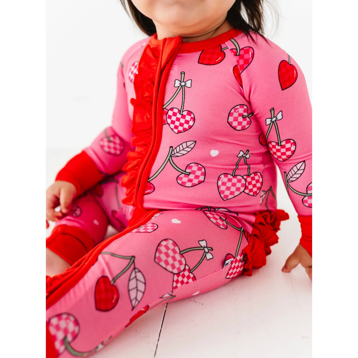 Cherry Convertible Footies with Ruffle