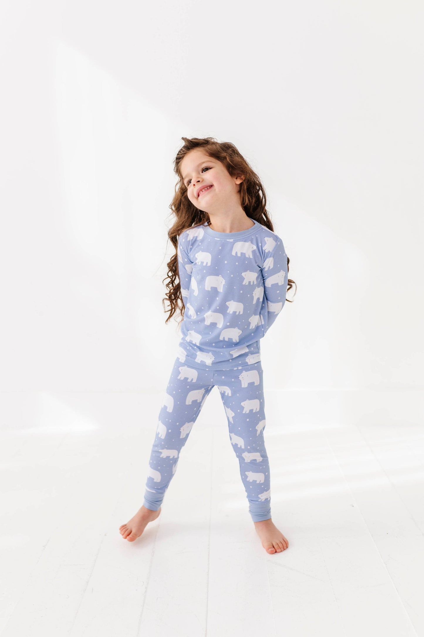 Stay Chill Polar Bear Ribbed Kids Pajamas