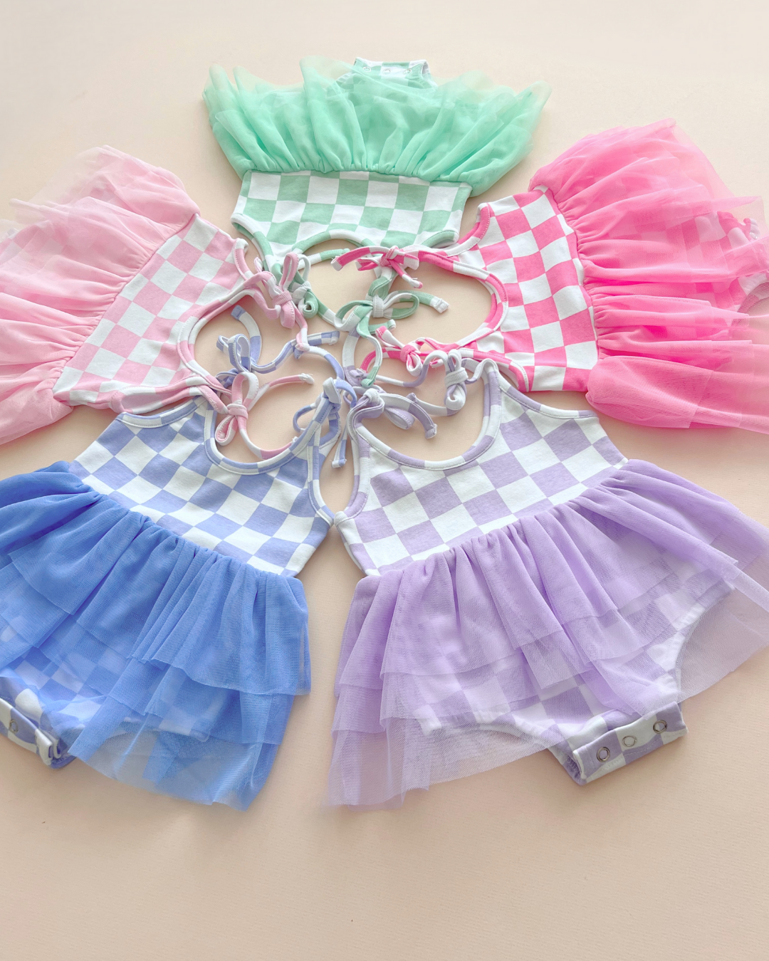 Tutu Romper | Checkered Lavender: 18-24M