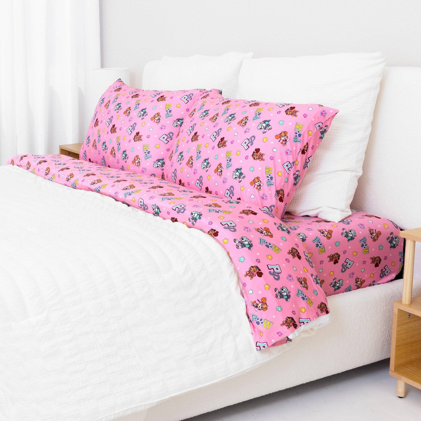 PAW Patrol: Varsity Pink Bamboo Bed Sheet Set: Full