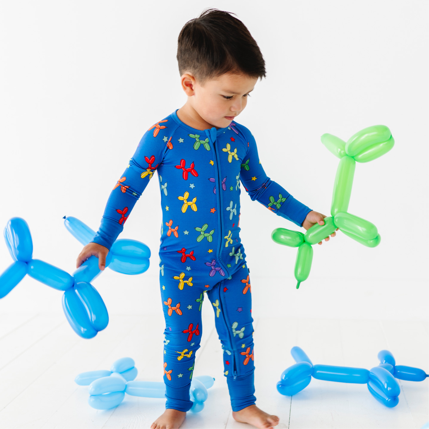 Boy Animal Balloons Convertible Footies: 12-18 Months