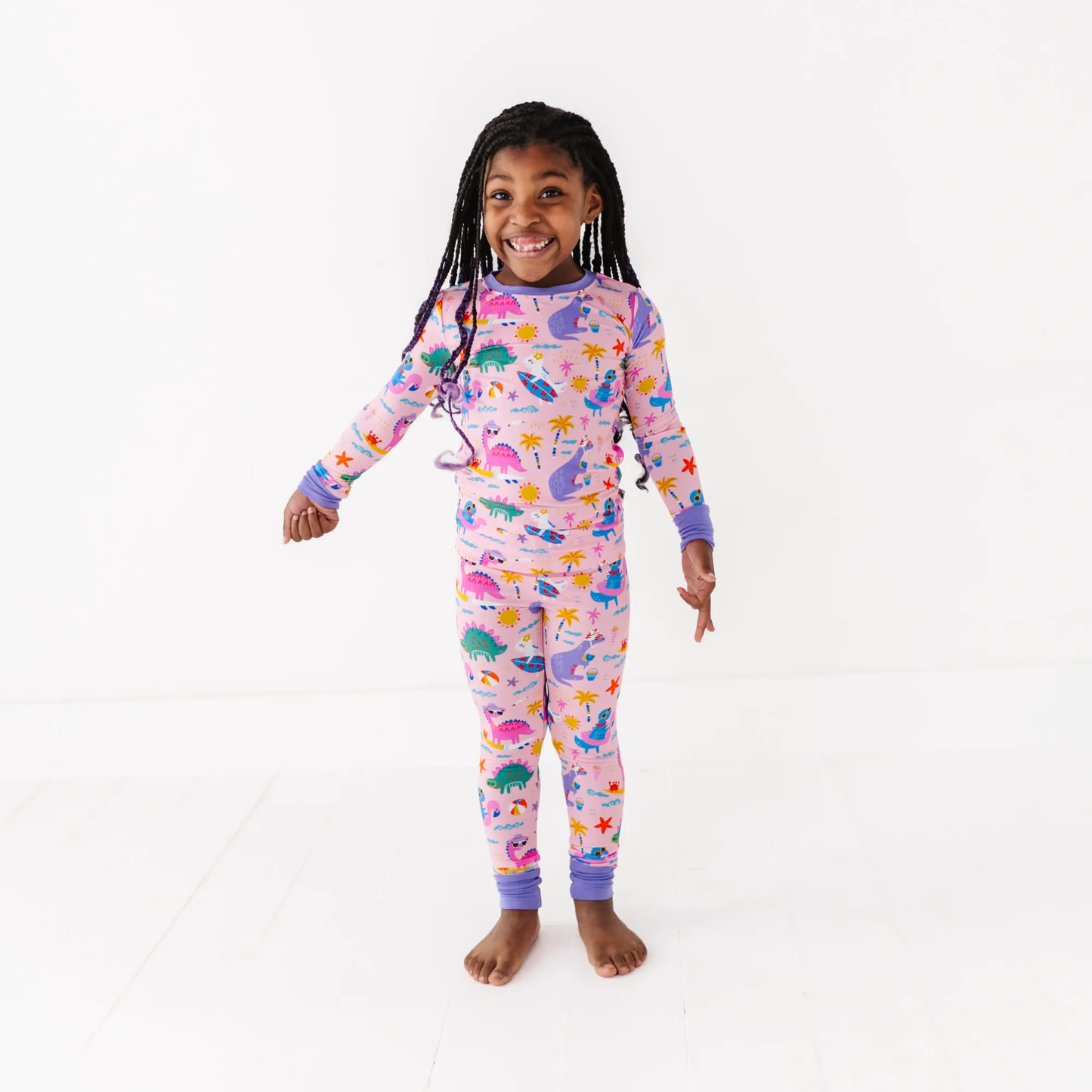 Pink Dino Kid Pajamas: 2T