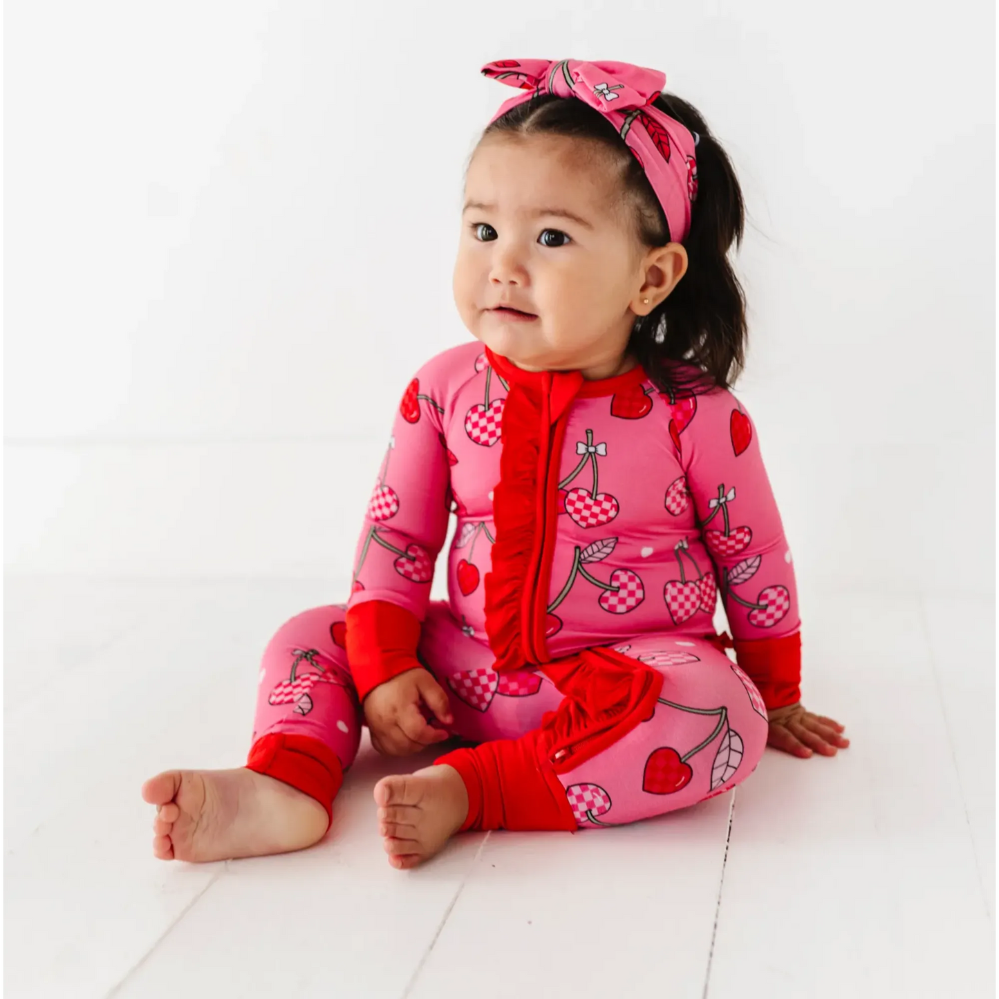 Cherry Convertible Footies with Ruffle