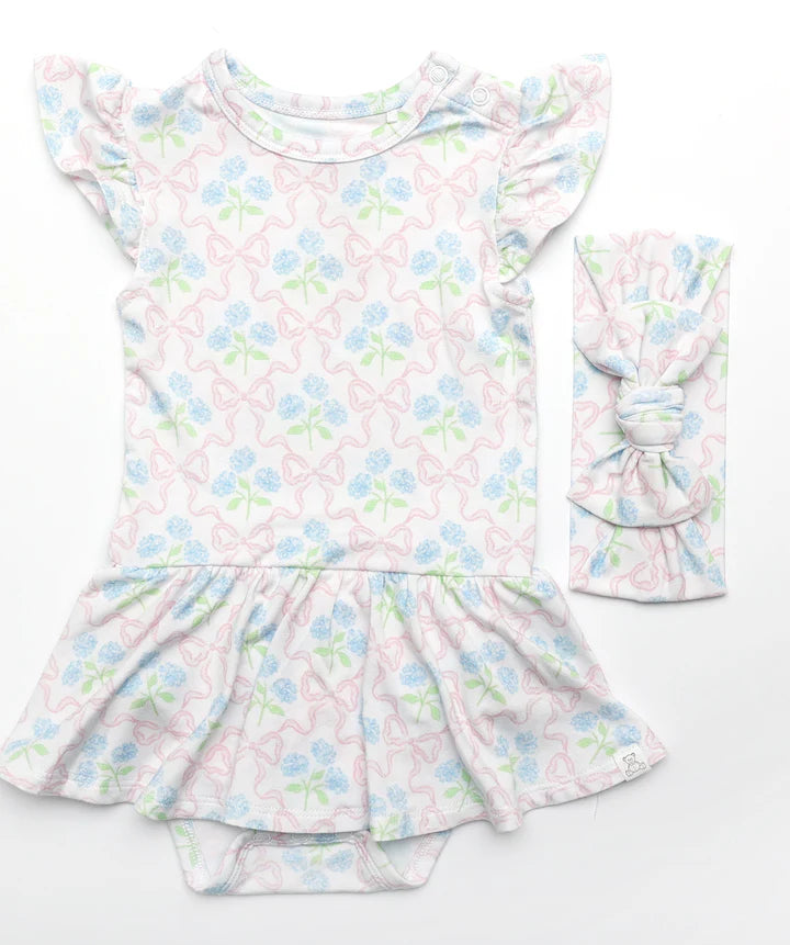 Bamboo Twirl Skirt Bodysuit with Headband (Claire)-SIMPLE THINGS MARTHA'S VINEYARD