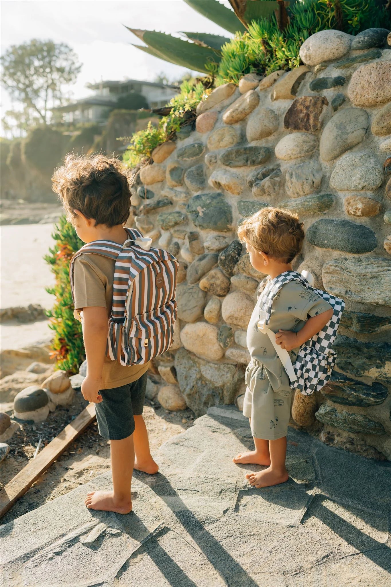 Mebie Baby Mini Backpack- Green Gray Checkered