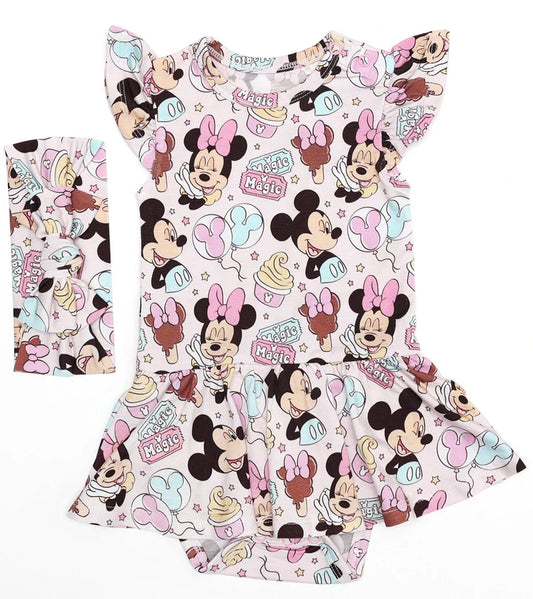 Bamboo Twirl Skirt Bodysuit- PARK FUN MINI SWEETS