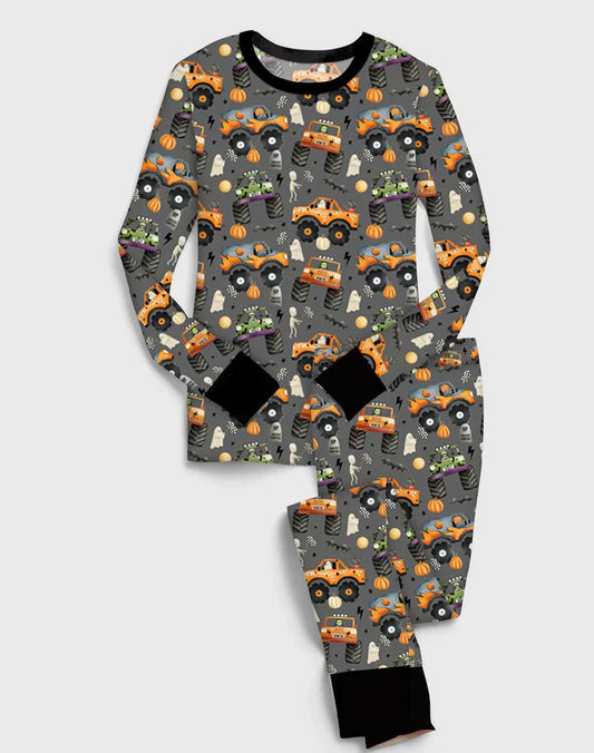 Bamboo (Willow) Long Sleeve Lounge Set- CREEPY CUTE MONSTER JAM