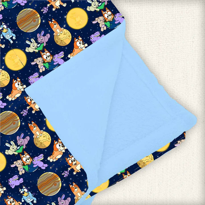 Large Minky Lush Blanket 60x80- NAUGHTY OR NICE SLEEPY TIME BLUE