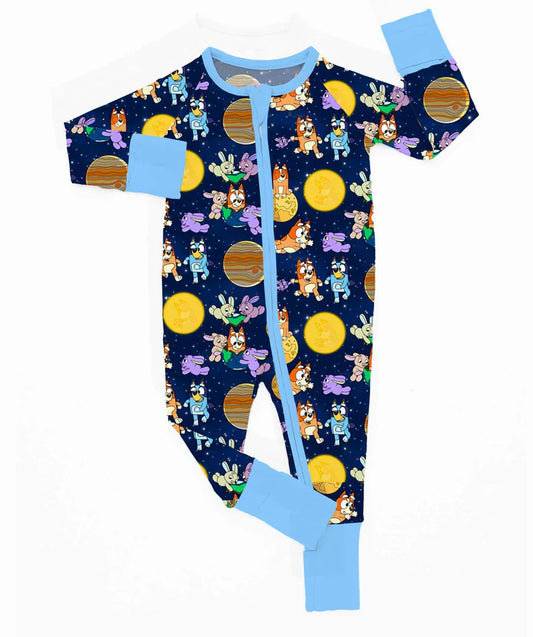 Bamboo (Connor) Zippy Romper- NAUGHTY OR NICE SLEEPY TIME BLUE