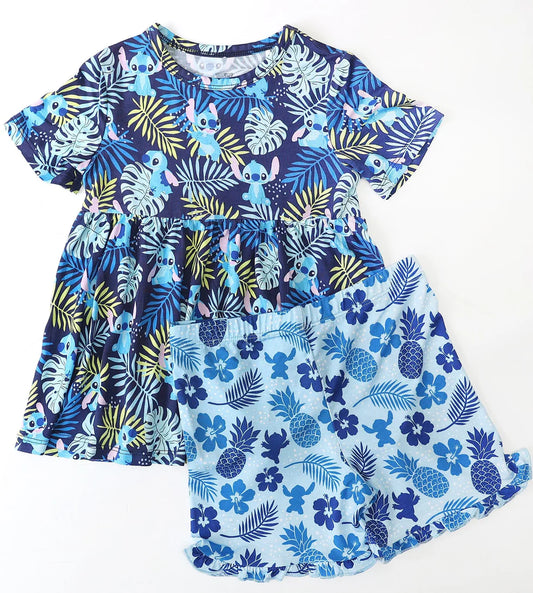 Bamboo Short Sleeve Peplum Set- FLUFFY FRIENDS OHANA
