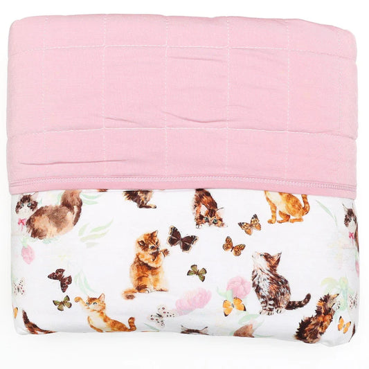 3 Layer Bamboo Blanket- LARGE QUILTED 60X80 -SIMPLE THINGS PLAYFUL KITTENS