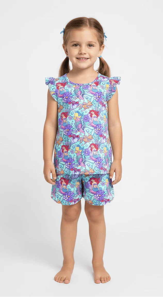 Bamboo Flutter Sleeve & Shorts Lounge Set (OLIVIA)- WHIMSY & WONDER PART OF YOUR WORLD
