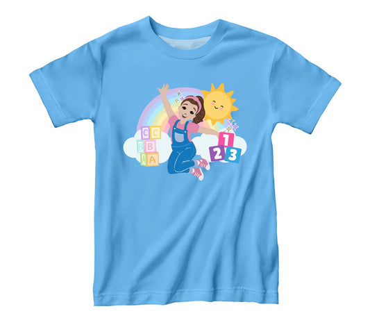 Kids Screen Print T Shirt- SUNNY DAY SONGS Blue