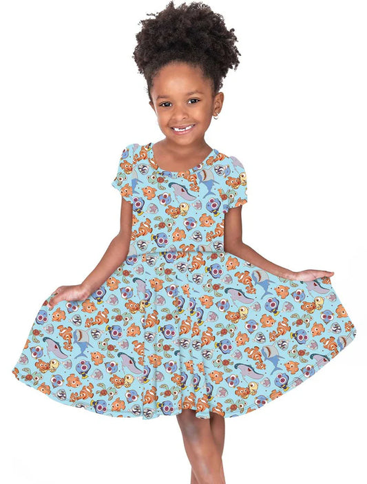 Bamboo Twirl Dress- NAUGHTY OR NICE REEF FRIENDS