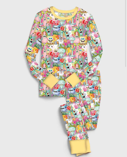Bamboo (Willow) Long Sleeve Lounge Set- FLUFFY FRIENDS SPONGEY