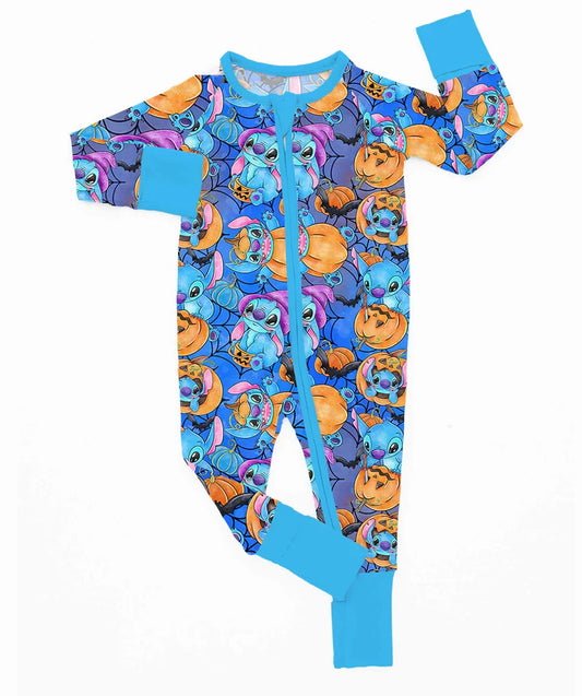 Bamboo (Connor) Zippy Romper- CREEPY CUTE STITCH OR TREAT