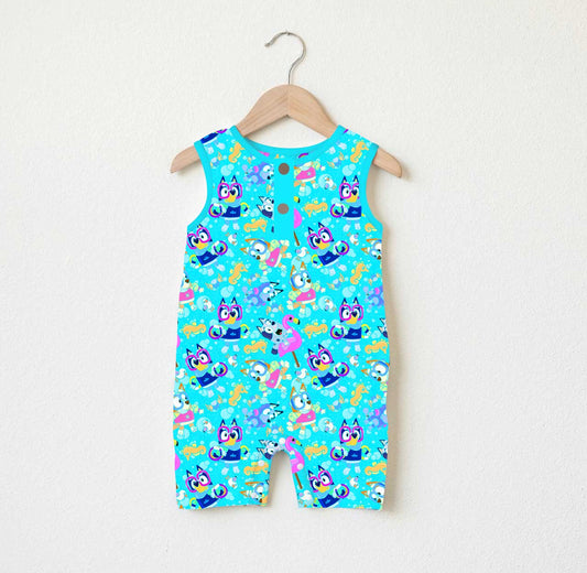 Bamboo Shortie Tank Romper (HANK)- BEAUTIFULLY BOLD DOGGIE PADDLE