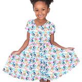 Bamboo Twirl Dress- SPRING FEVER TRUE BLUE